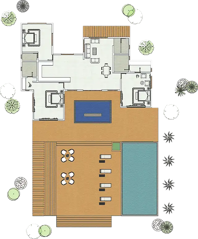 Luxury Pool Villa Architectural Floor Plan